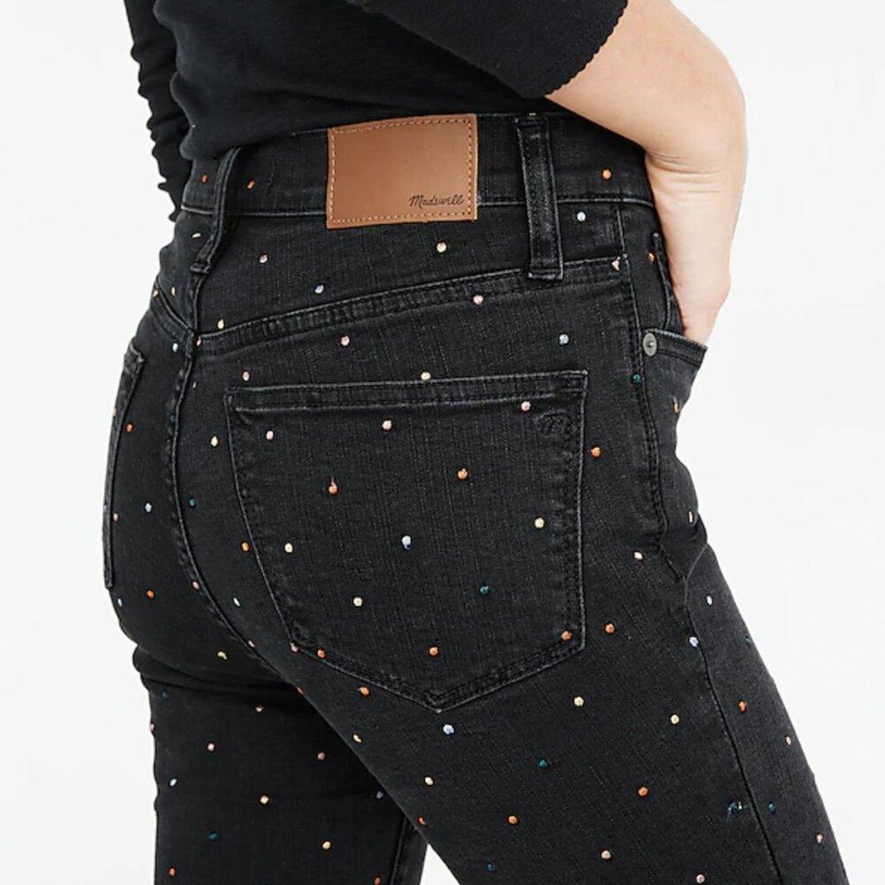 Madewell Black High Rise Jeans with Multicolor Dots